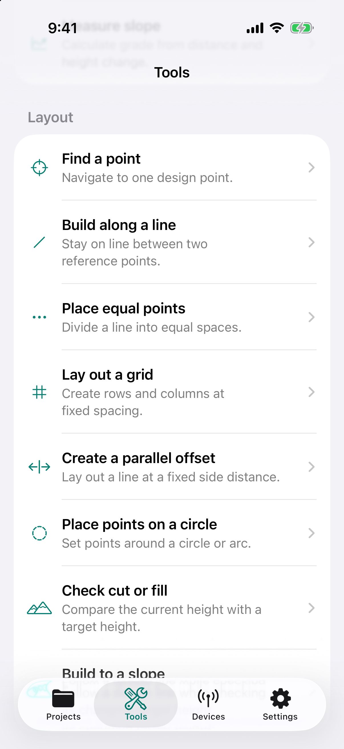 Dipper Layout layout tools: find a point, build along a line, equal points, grid, parallel offset, circle, cut or fill